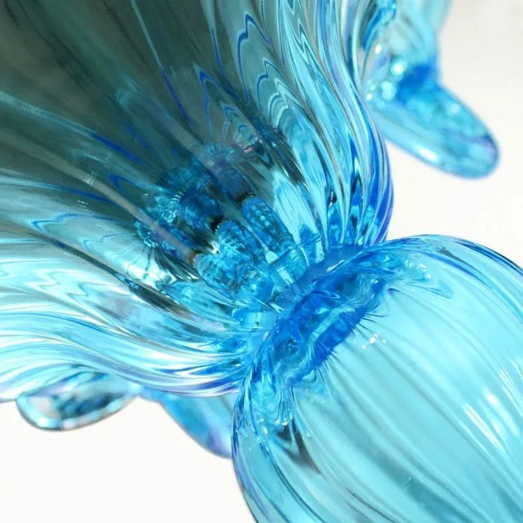 6 Light Sky Blue Murano Glass Chandelier