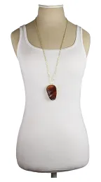 Agate Pendant Long Necklace