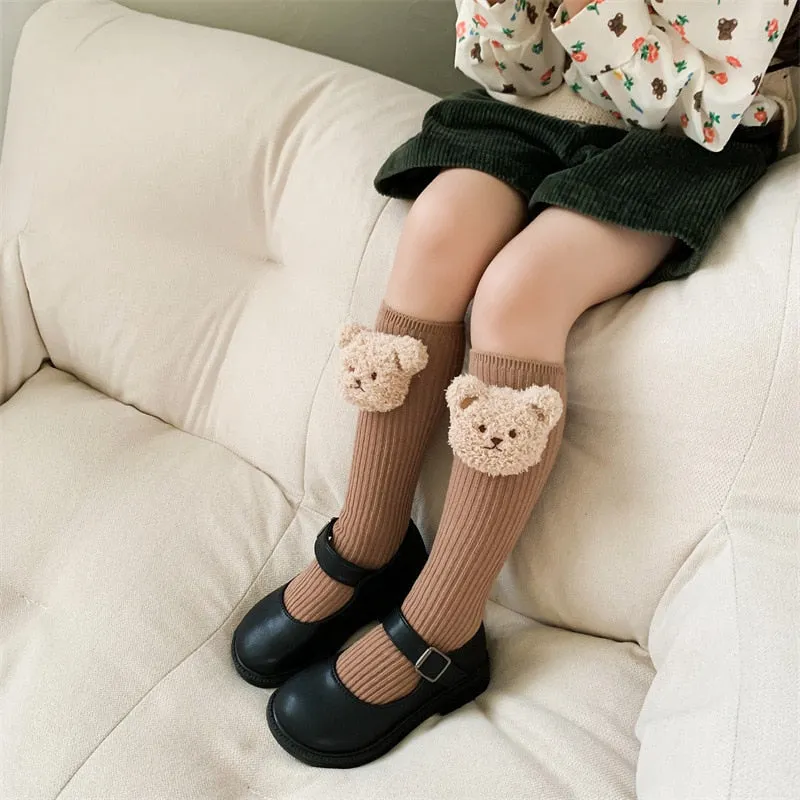 Baby Socks/ / Boys Knee High Long Soft Cotton Cute Bear Children Socks 2-8 yrs