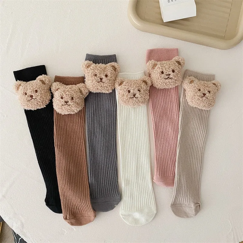 Baby Socks/ / Boys Knee High Long Soft Cotton Cute Bear Children Socks 2-8 yrs