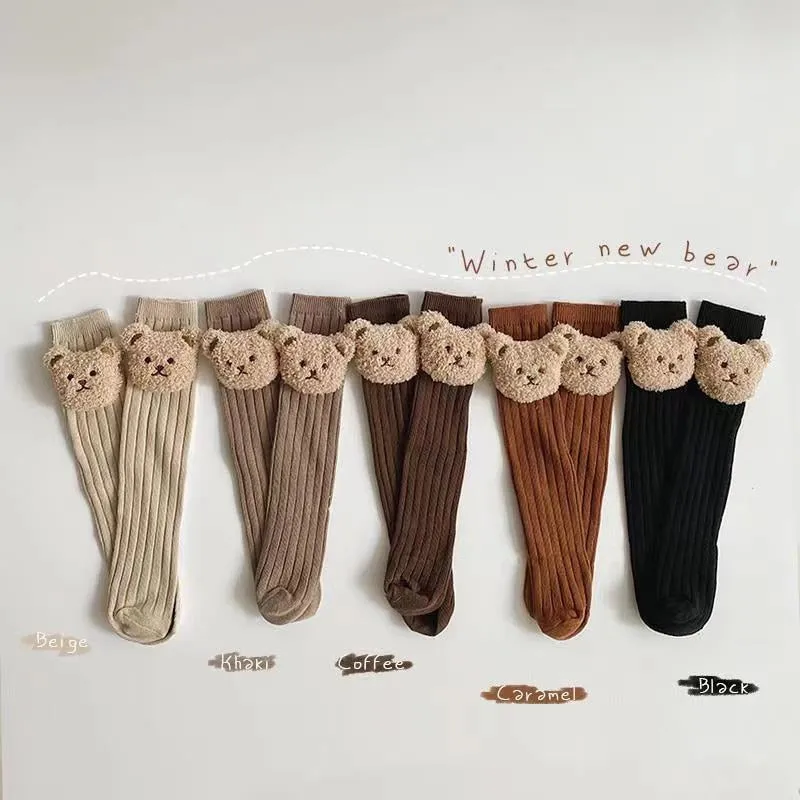 Baby Socks/ / Boys Knee High Long Soft Cotton Cute Bear Children Socks 2-8 yrs