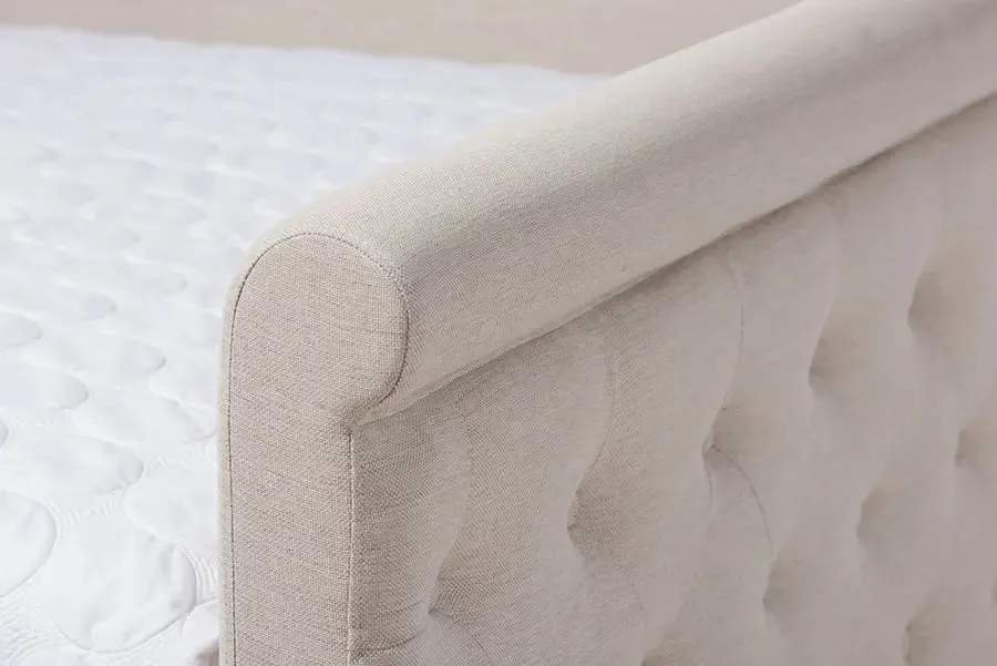 Carolina Light Beige Fabric Upholstered Queen Size Daybed w/Trundle