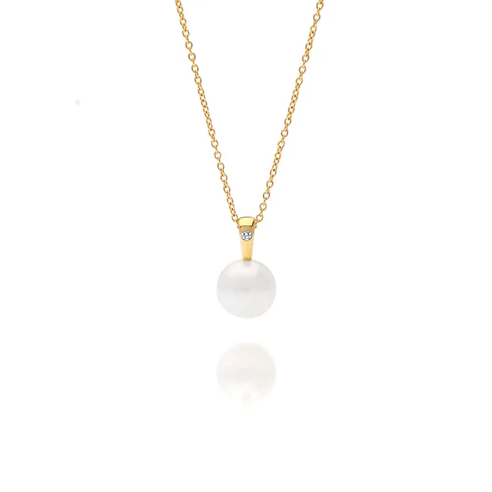 Cocos Diamond Pendant Australian South Sea Cygnet Bay Round 13mm B1 Diamond 0.05ct H/SI 9ct Yellow Gold