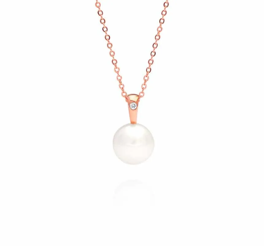 Cocos Diamond Pendant Australian South Sea Cygnet Bay Round 13mm B1 Diamond 0.05ct H/SI 9ct Yellow Gold
