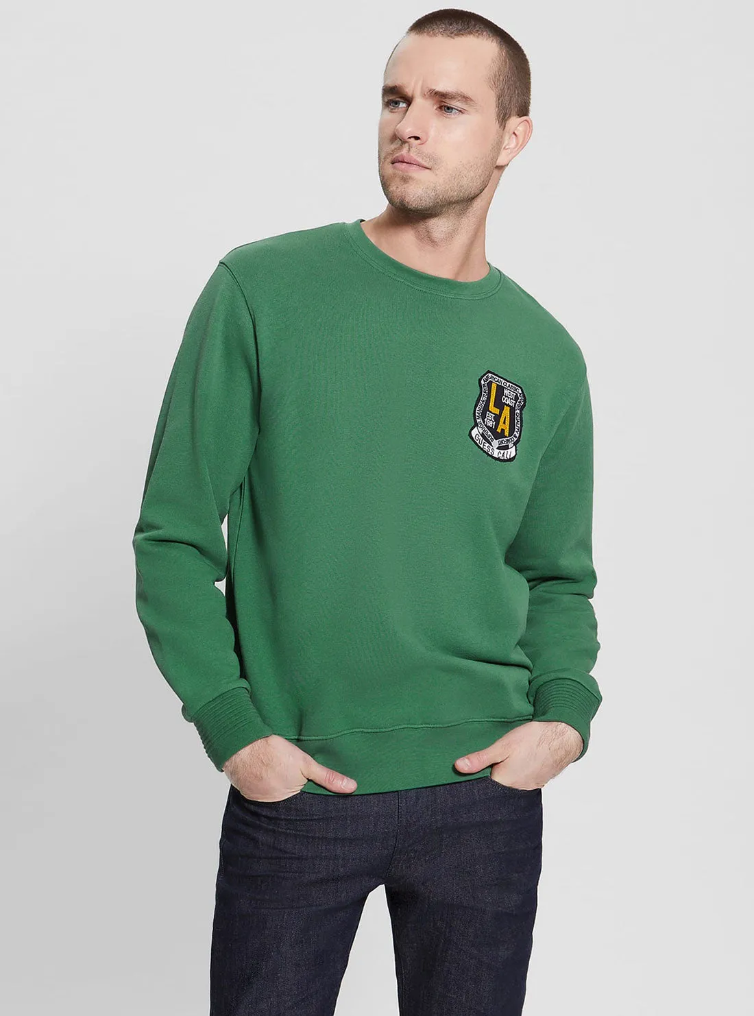 Green Yustin Logo Embroidered Jumper