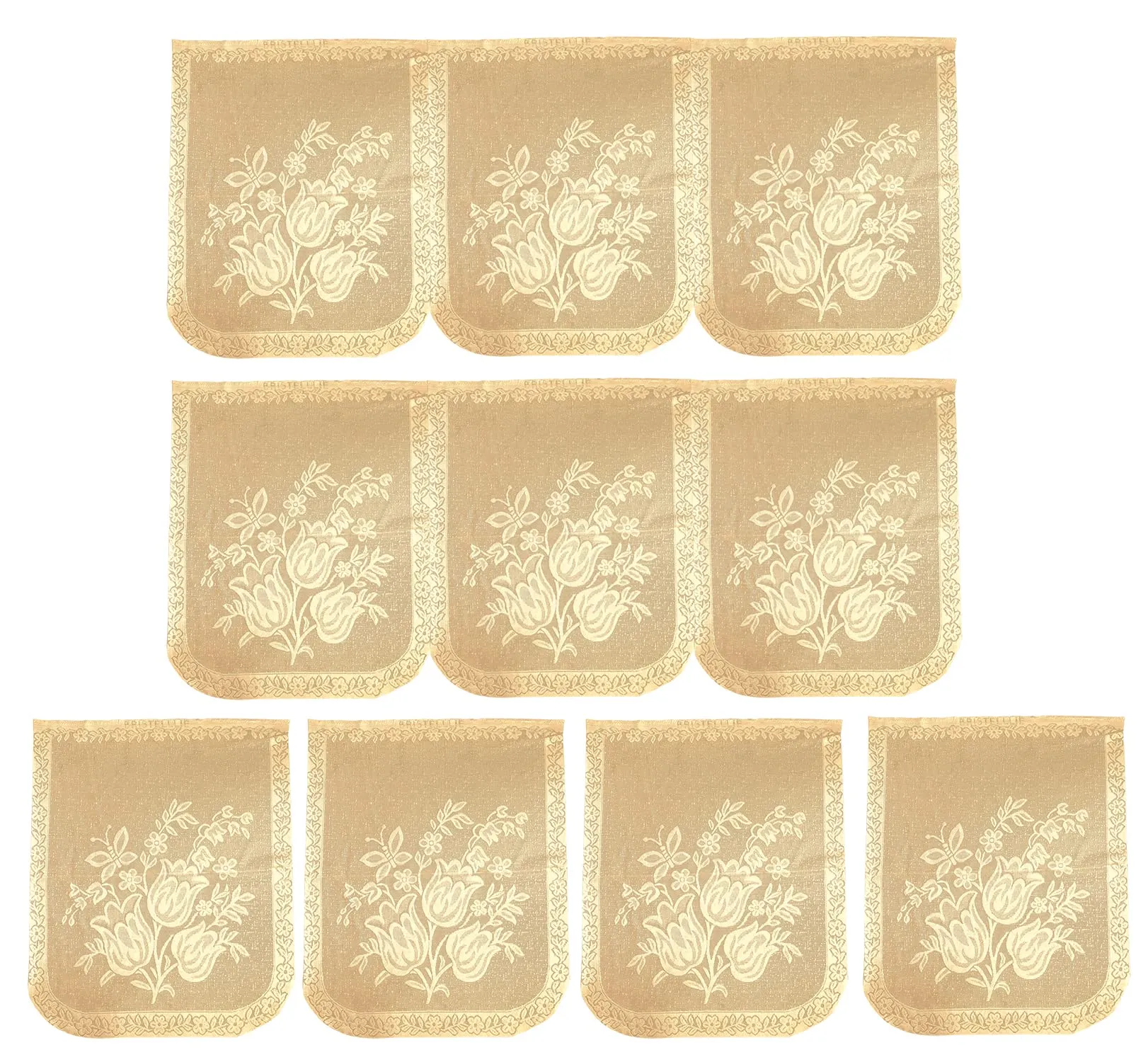 Heart Home Flower Printed 5 Seater Cotton Sofa Cover Set (Cream)-44HH0525