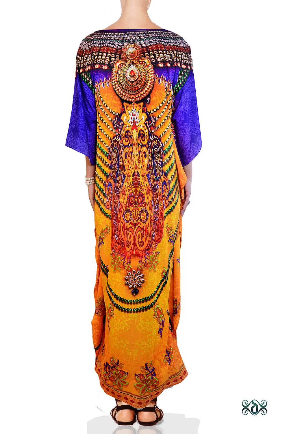 INDICA MAGNIFICA Majestic Yellow Adorned Devarshy Long Embellished Kaftan - YellowPurp