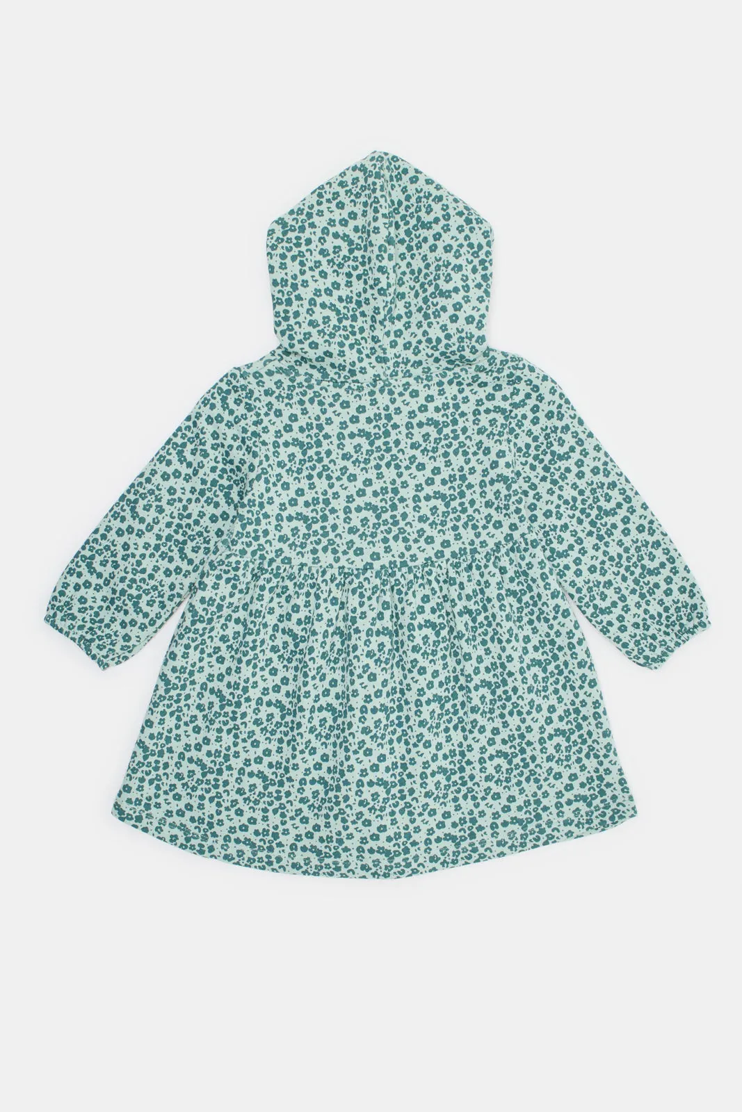 Infant Girls Green Hooded Sweat Dress