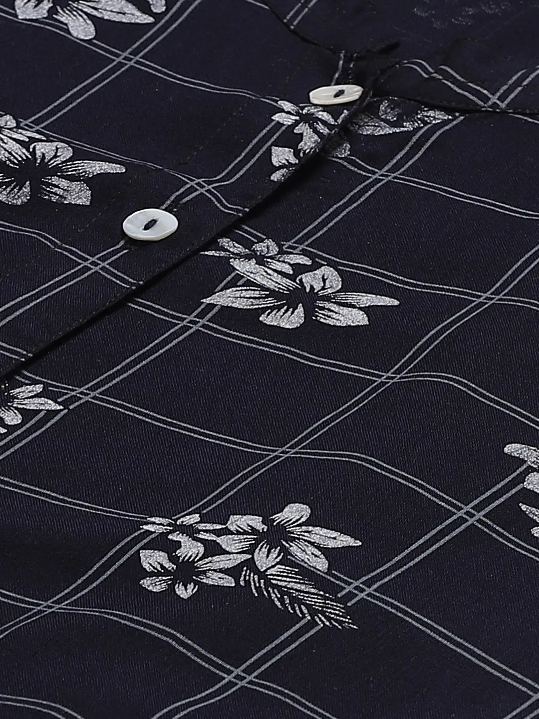 Jashvi Women Black & White Floral Printed Kurta with Palazzos