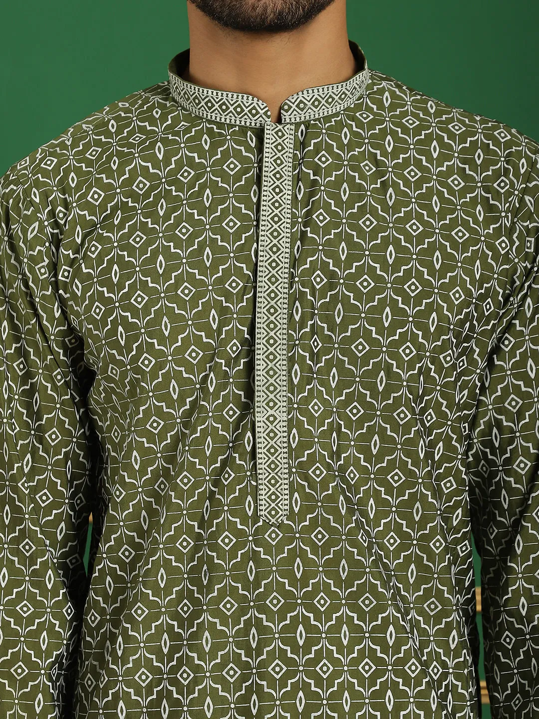 Men's Geometric Printed Kurta with Pyjama - Taantav