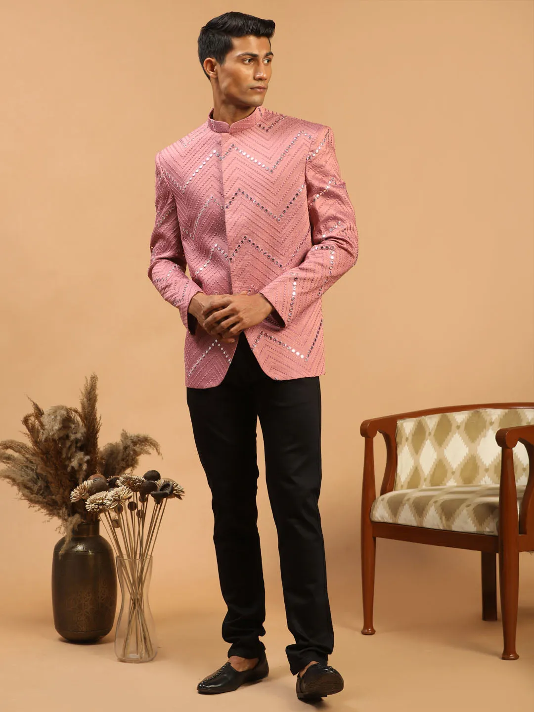 Men's Onion Pink Viscose Jodhpuri - Shrestha By Vastramay