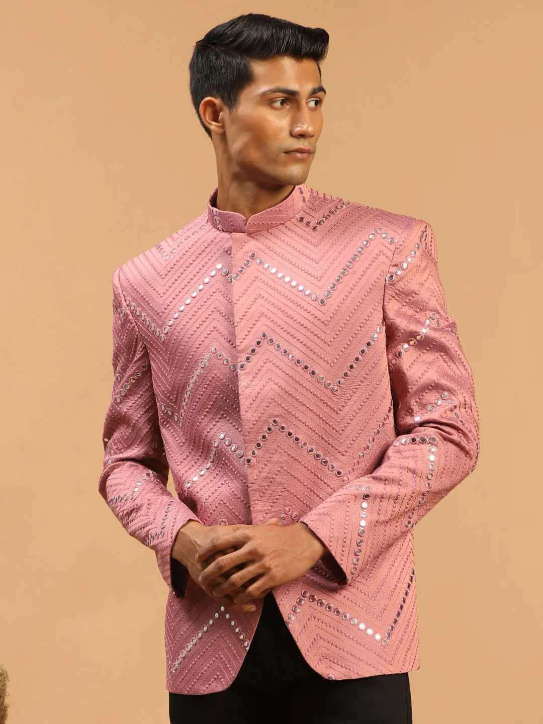 Men's Onion Pink Viscose Jodhpuri - Shrestha By Vastramay