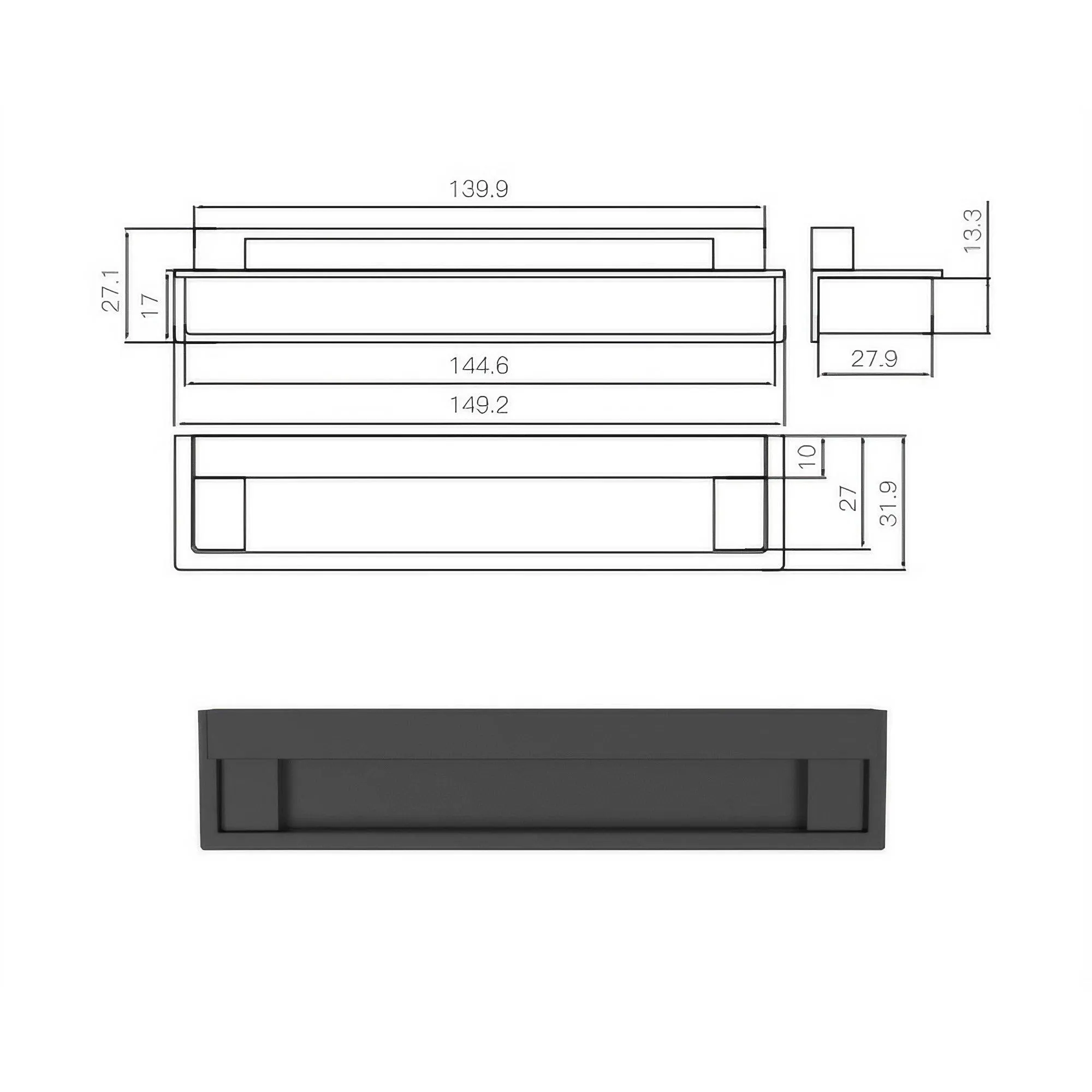 Modern Recessed Cabinet Pulls Matte Pearl Black Nickel