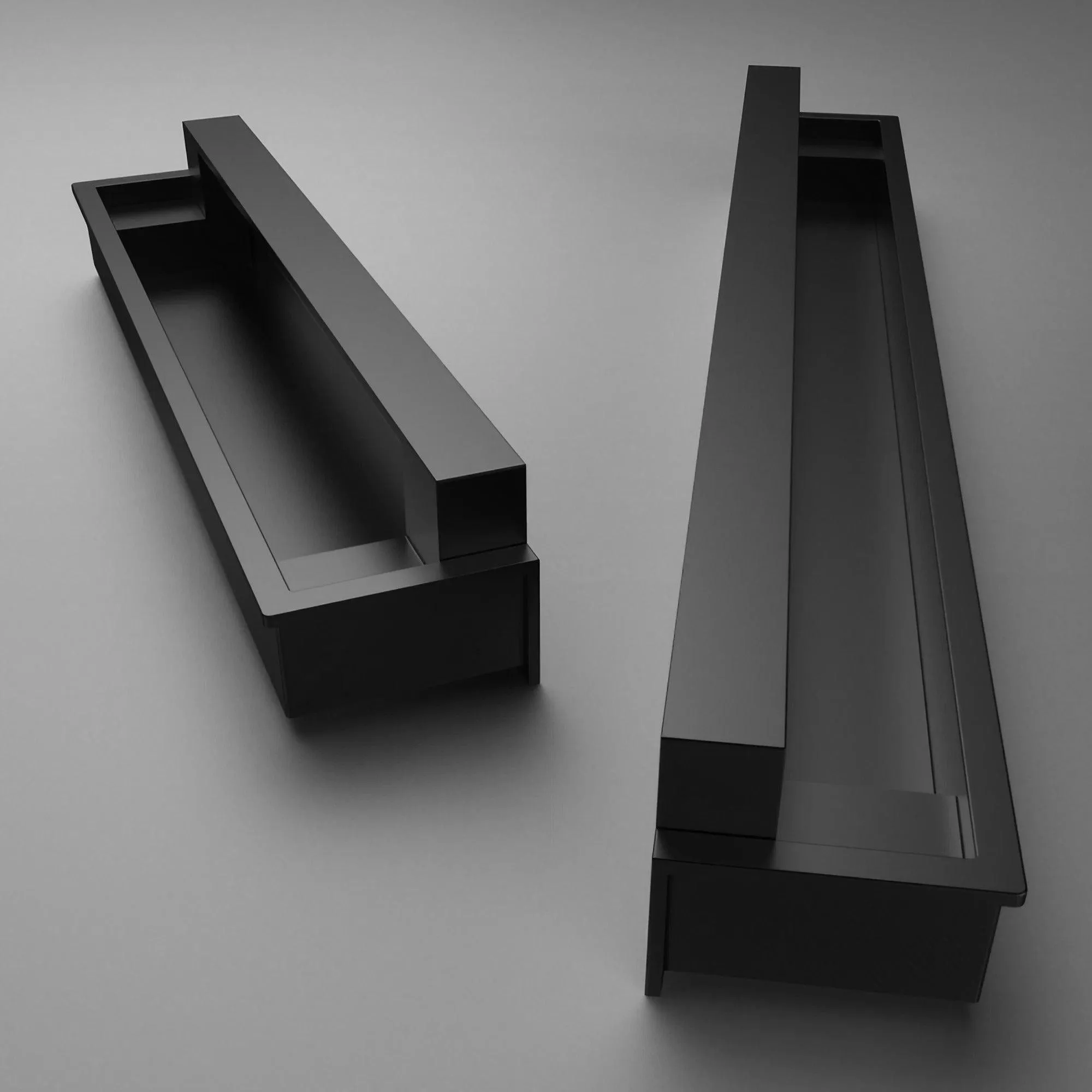 Modern Recessed Cabinet Pulls Matte Pearl Black Nickel