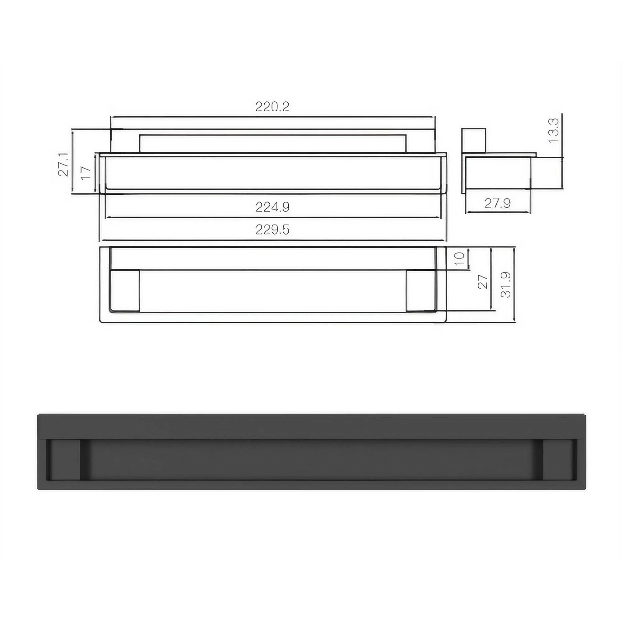 Modern Recessed Cabinet Pulls Matte Pearl Black Nickel