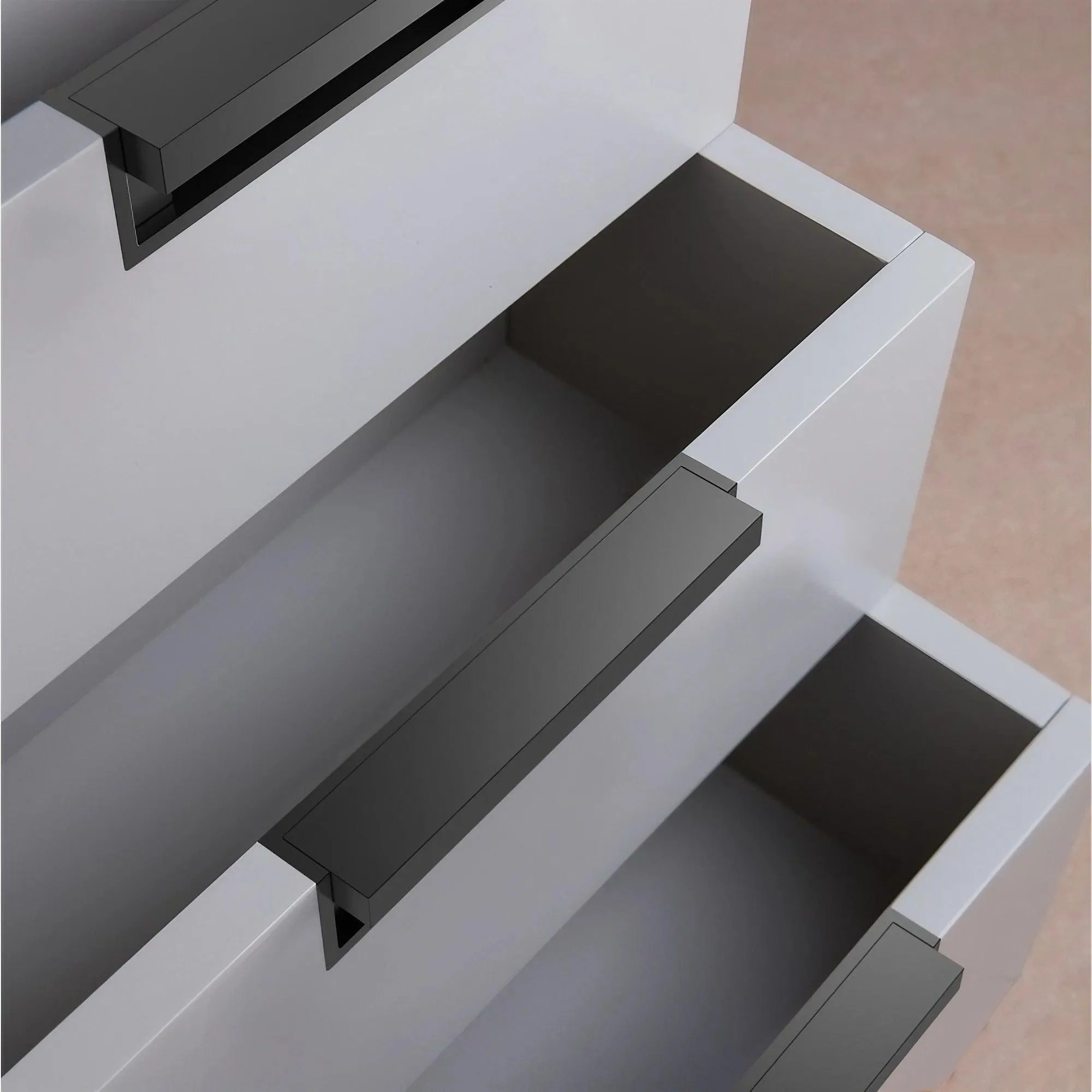 Modern Recessed Cabinet Pulls Matte Pearl Black Nickel