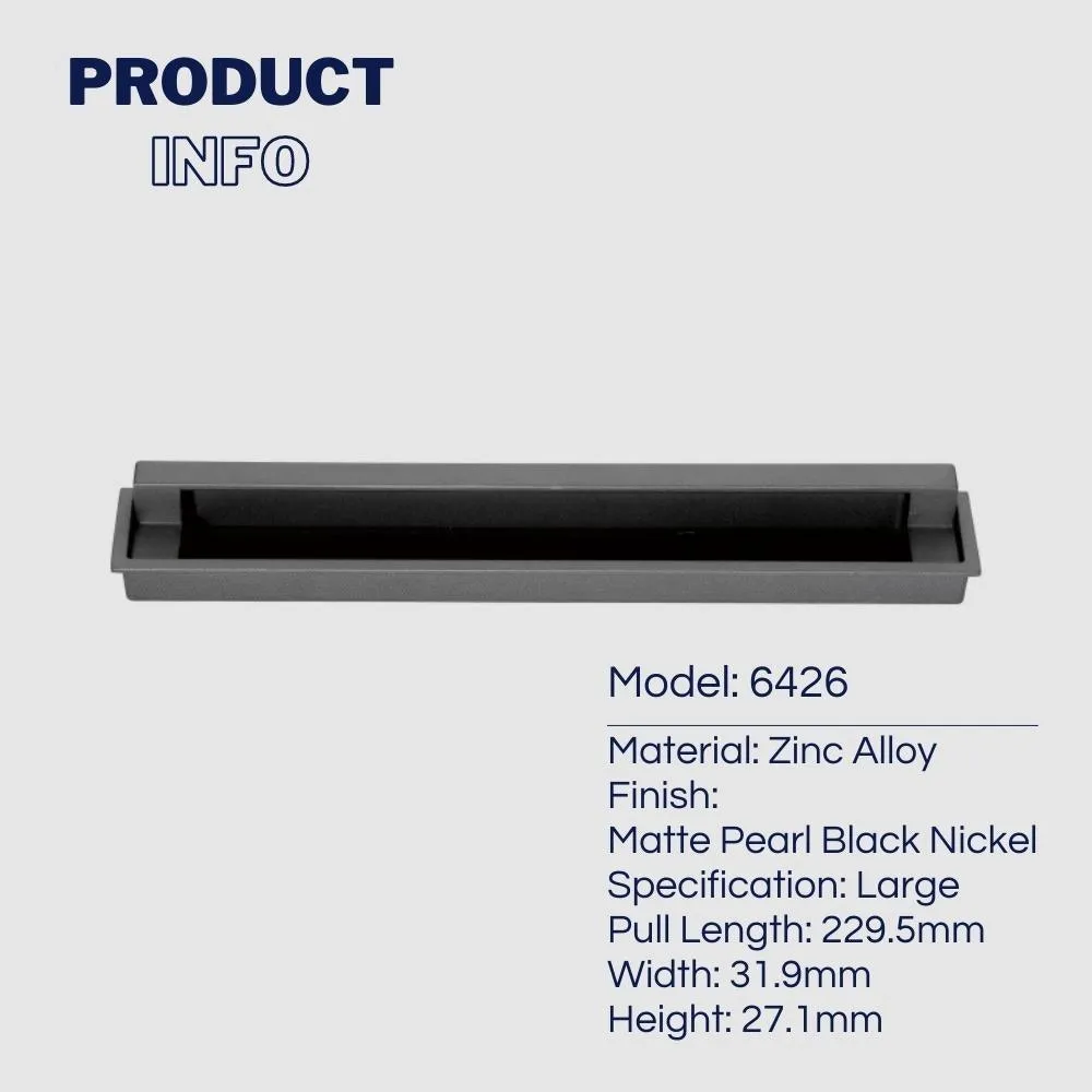 Modern Recessed Cabinet Pulls Matte Pearl Black Nickel