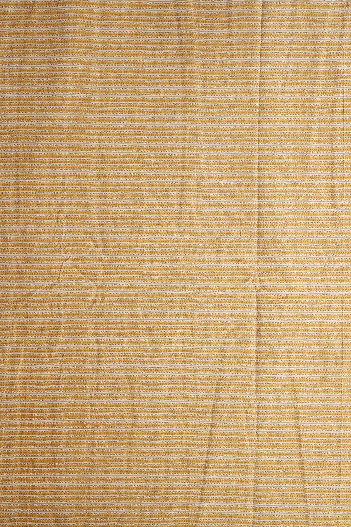 Mustard Yellow And White Stripes Print On Pure Cotton Fabric