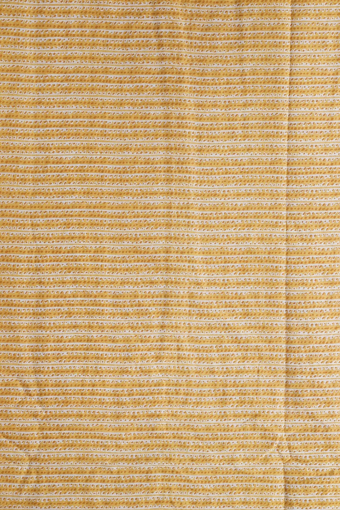 Mustard Yellow And White Stripes Print On Pure Cotton Fabric