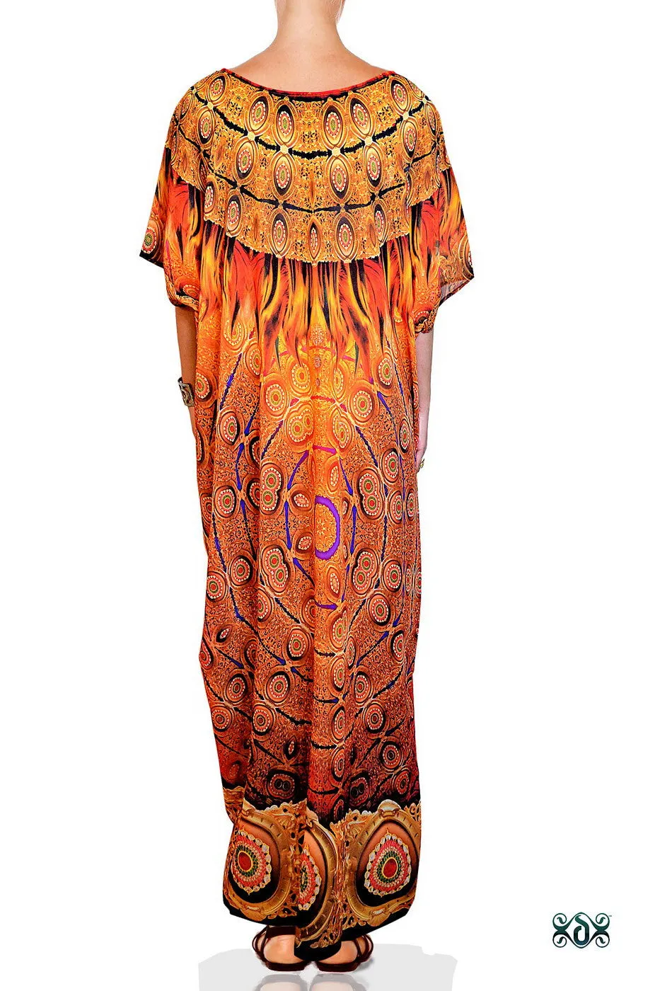 NATURE MORTE Decorative Feathers Devarshy Plus Size Long Kaftan - 1040A