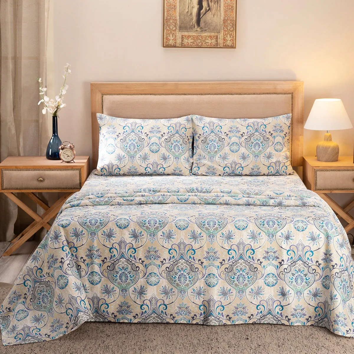 Nouveau Tradition Lawn Rerun Blue Bed Sheet