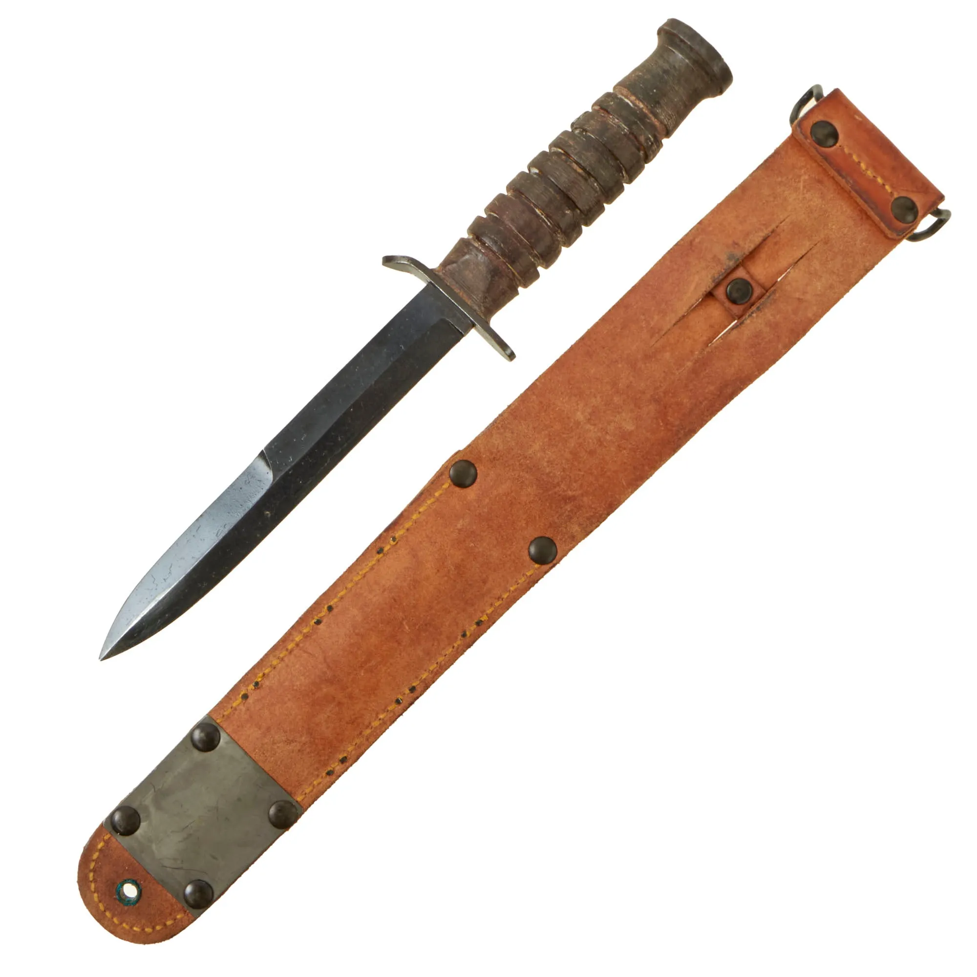 Original U.S. WWII Excellent Condition Blade Marked 1943 Dated M3 Fighting Knife by CASE with 1943 Dated M6 Scabbard by MILSCO