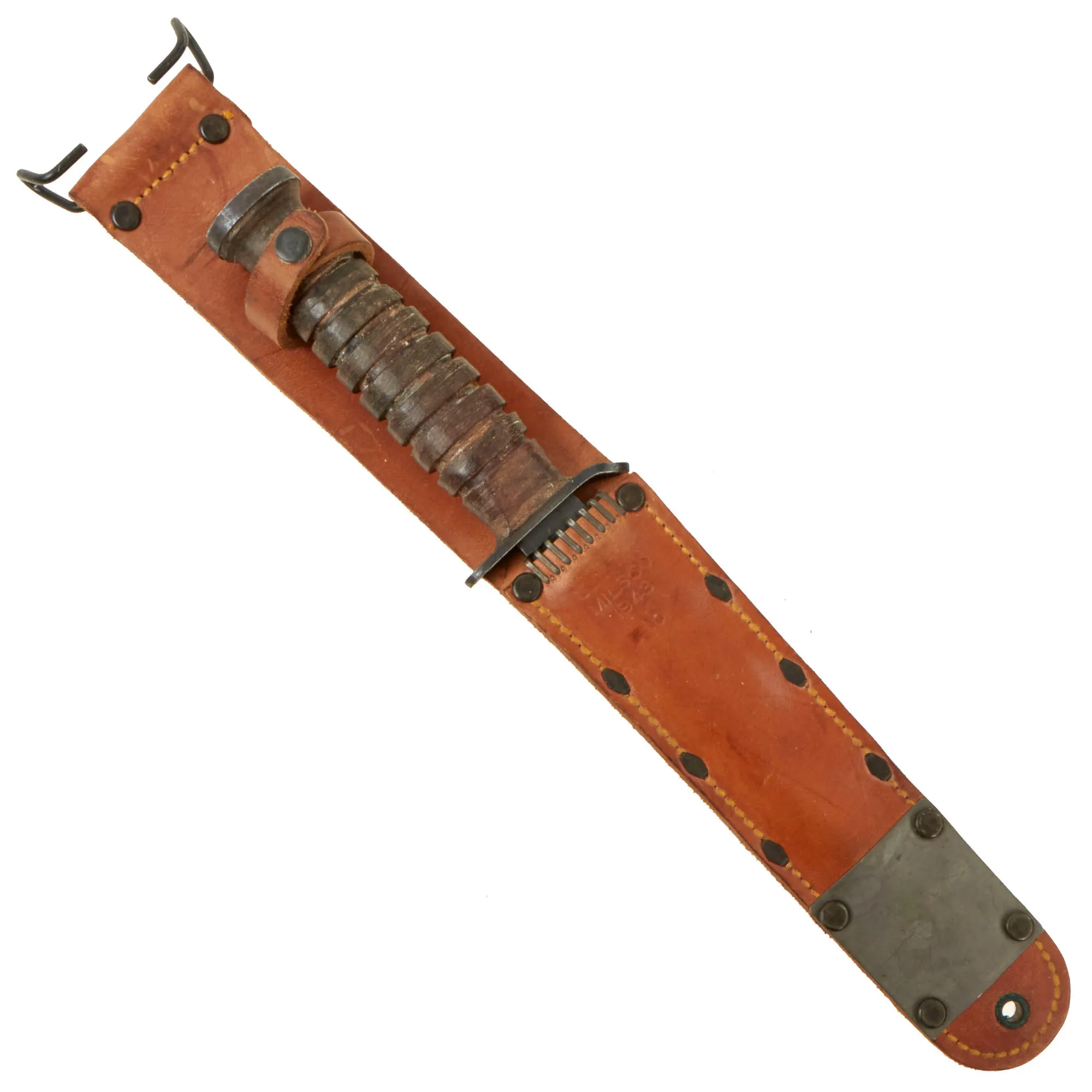 Original U.S. WWII Excellent Condition Blade Marked 1943 Dated M3 Fighting Knife by CASE with 1943 Dated M6 Scabbard by MILSCO