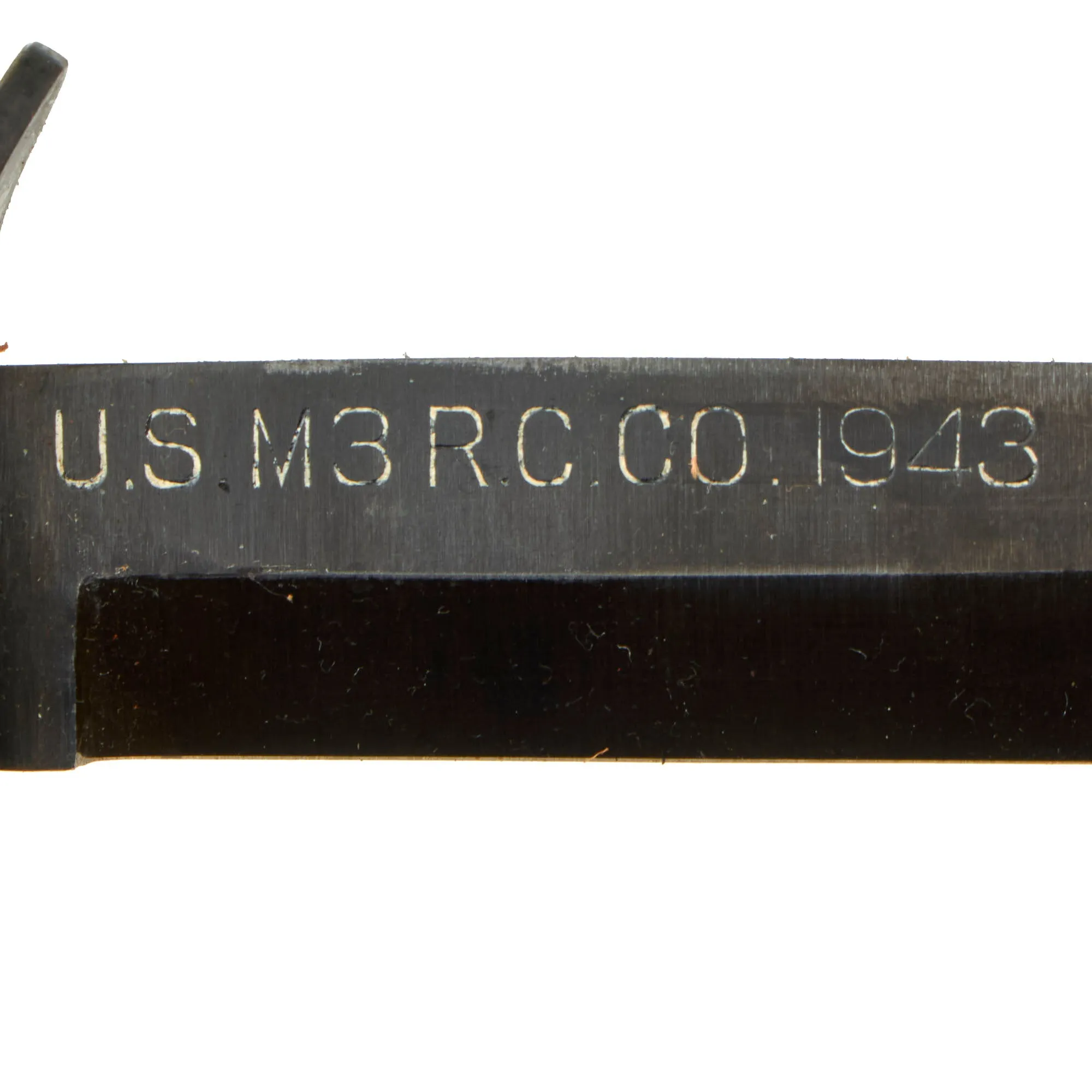 Original U.S. WWII New Old Stock M3 Fighting Knife Blade Marked by Robeson Cutlery Co with 1943 Dated M6 Scabbard by Moose Co