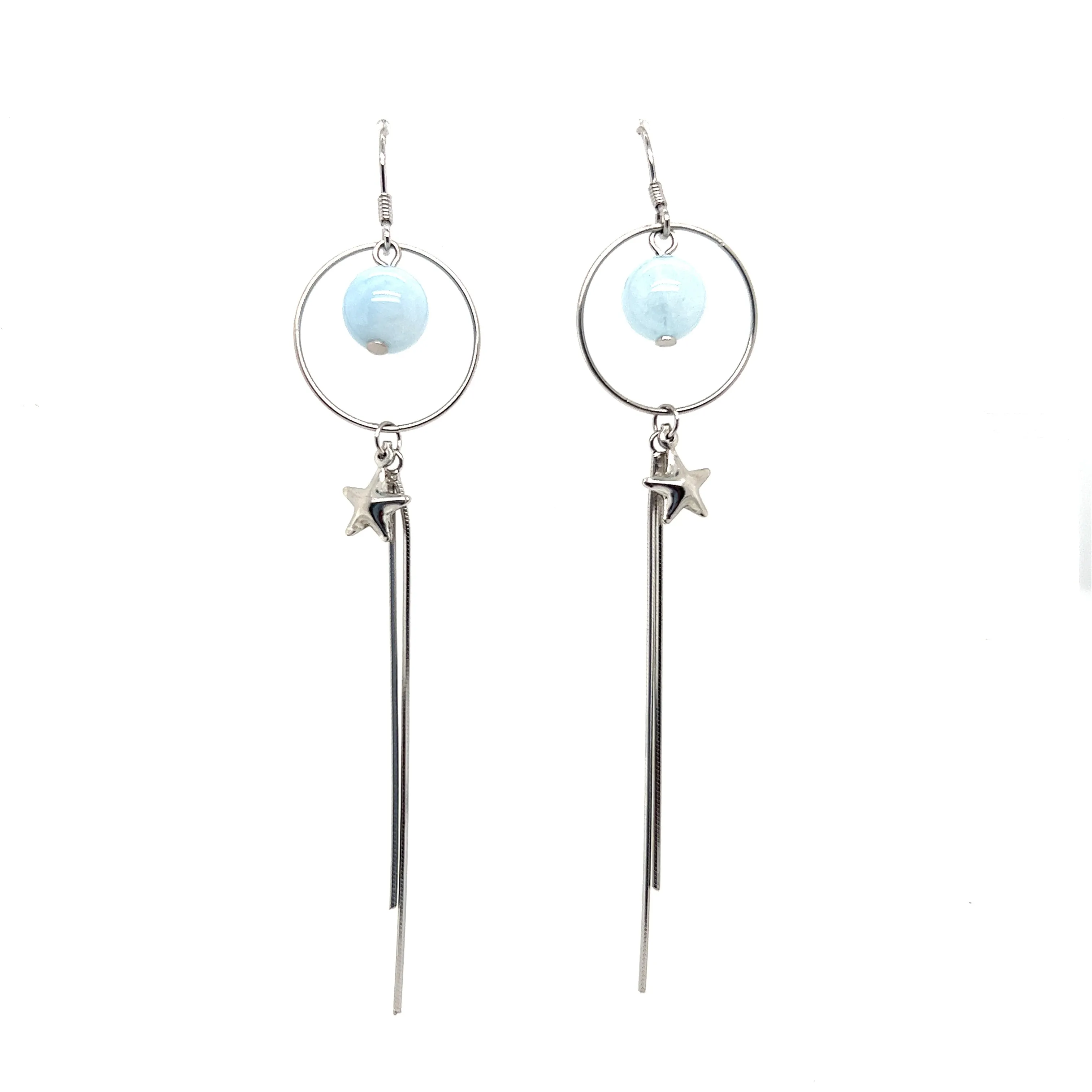 P21 Long Circle Light Blue Start Earrings