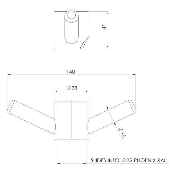 Phoenix Vertical Rail Hook Round - Matte Black