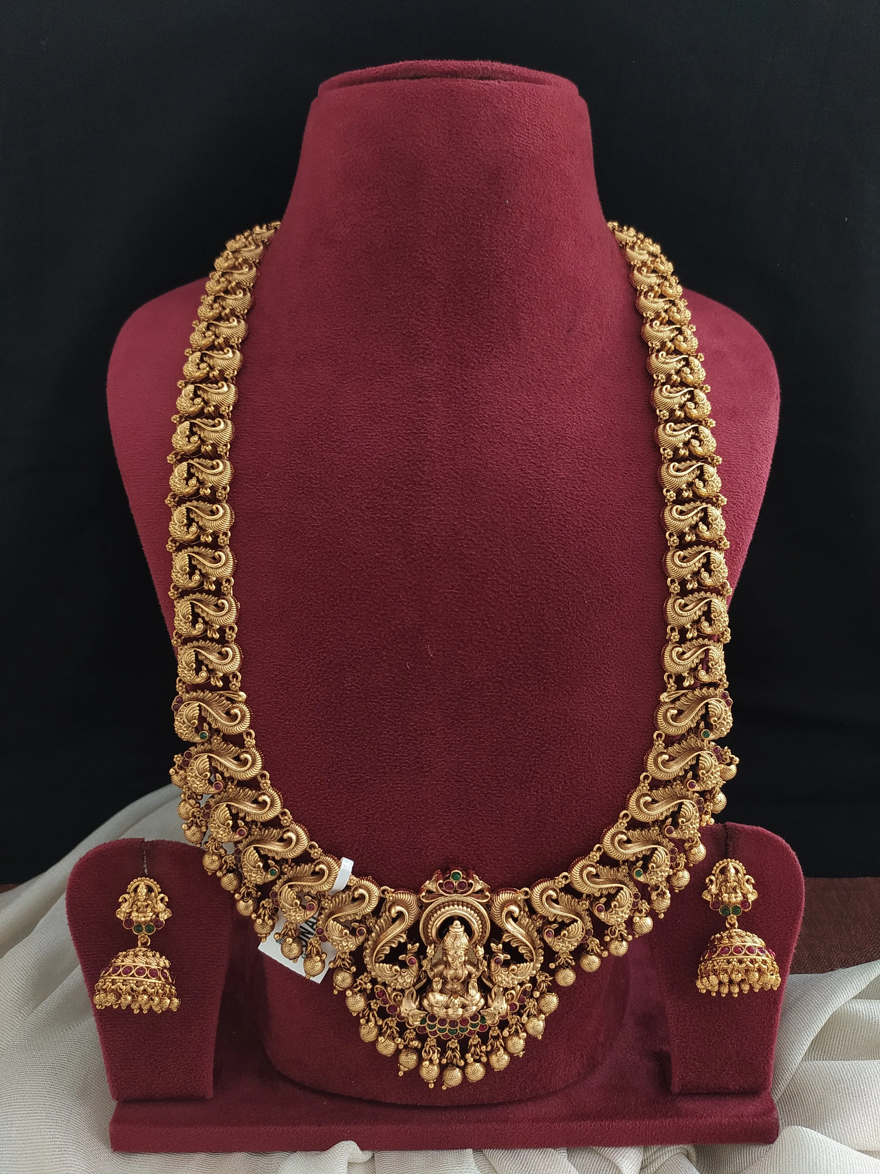 "Lakshmi Splendor" - Antique Nagas Copper Finish Long Haram Set