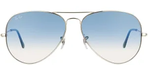 Ray-Ban Aviator Classic RB 3025 003/3F Aviator Metal Silver Sunglasses with Light Blue Gradient Lens