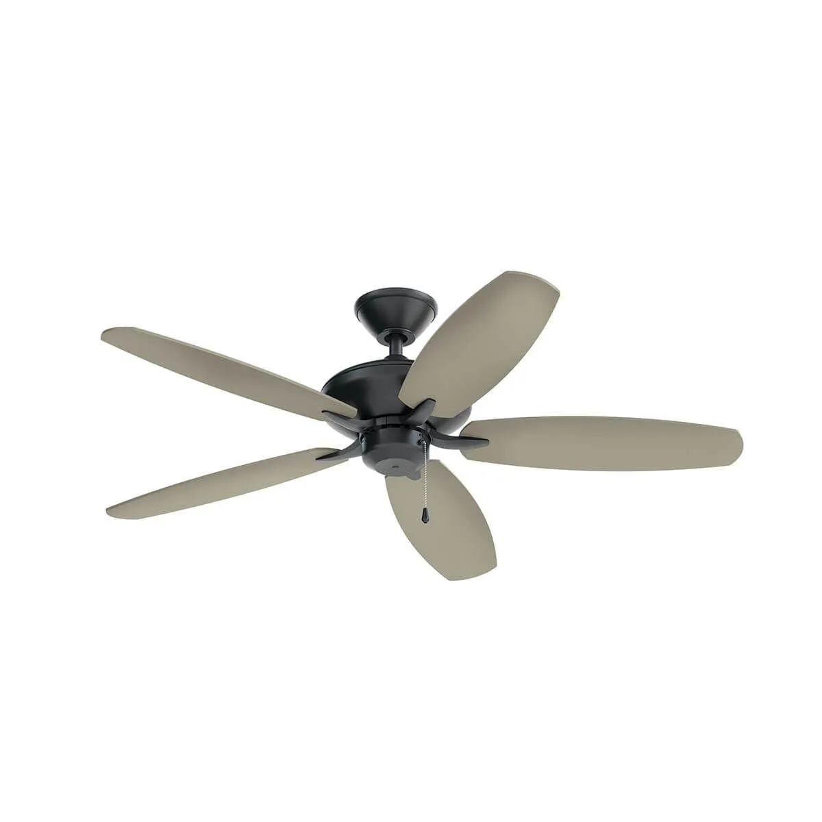 Renew Patio 52 Inch Satin Black Damp Rated Ceiling Fan with Pull Chain