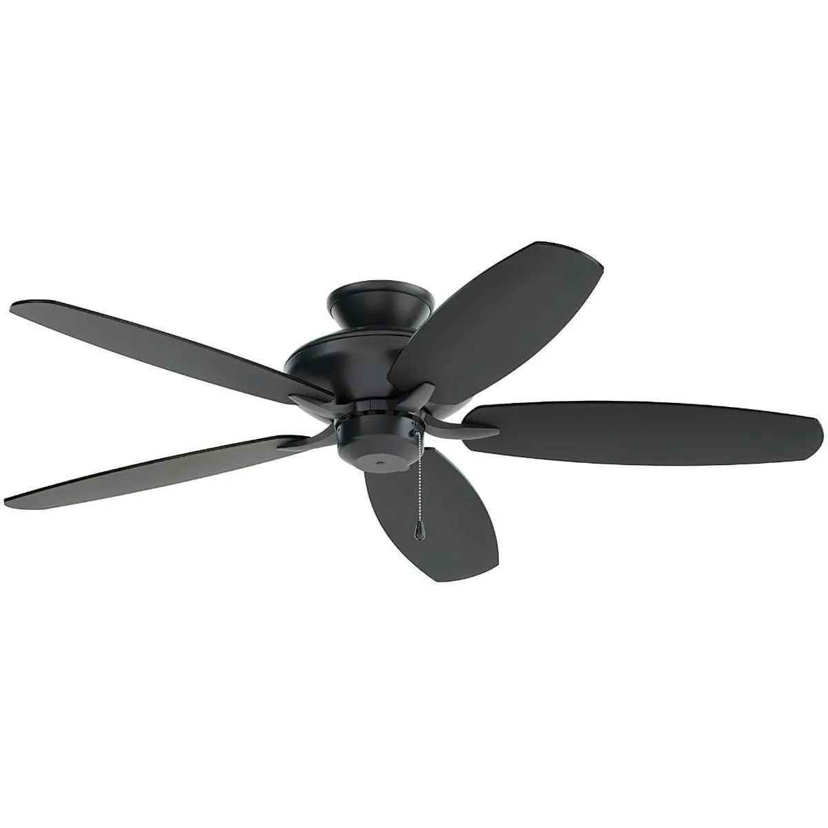 Renew Patio 52 Inch Satin Black Damp Rated Ceiling Fan with Pull Chain