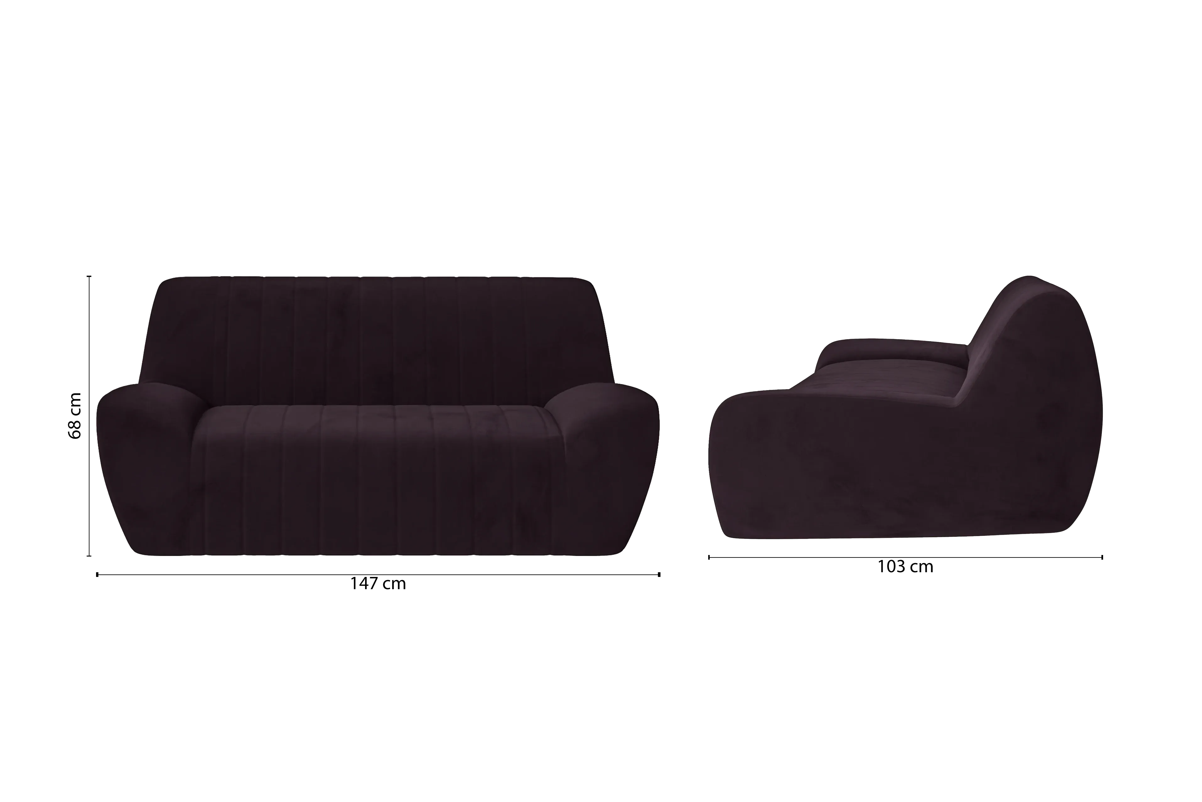 Trapani 2 Seater Sofa Purple Velvet