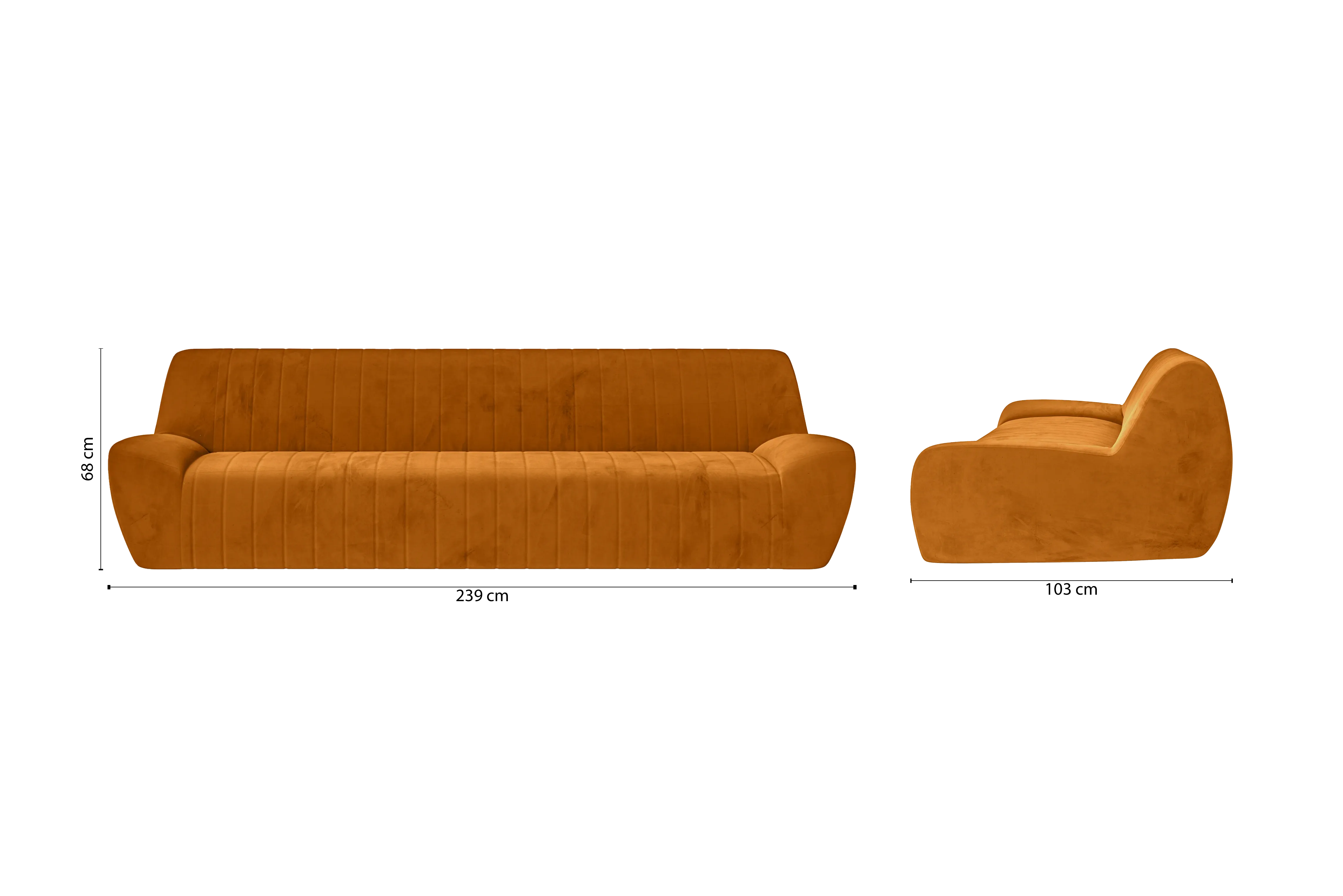 Trapani 4 Seater Sofa Gold Velvet