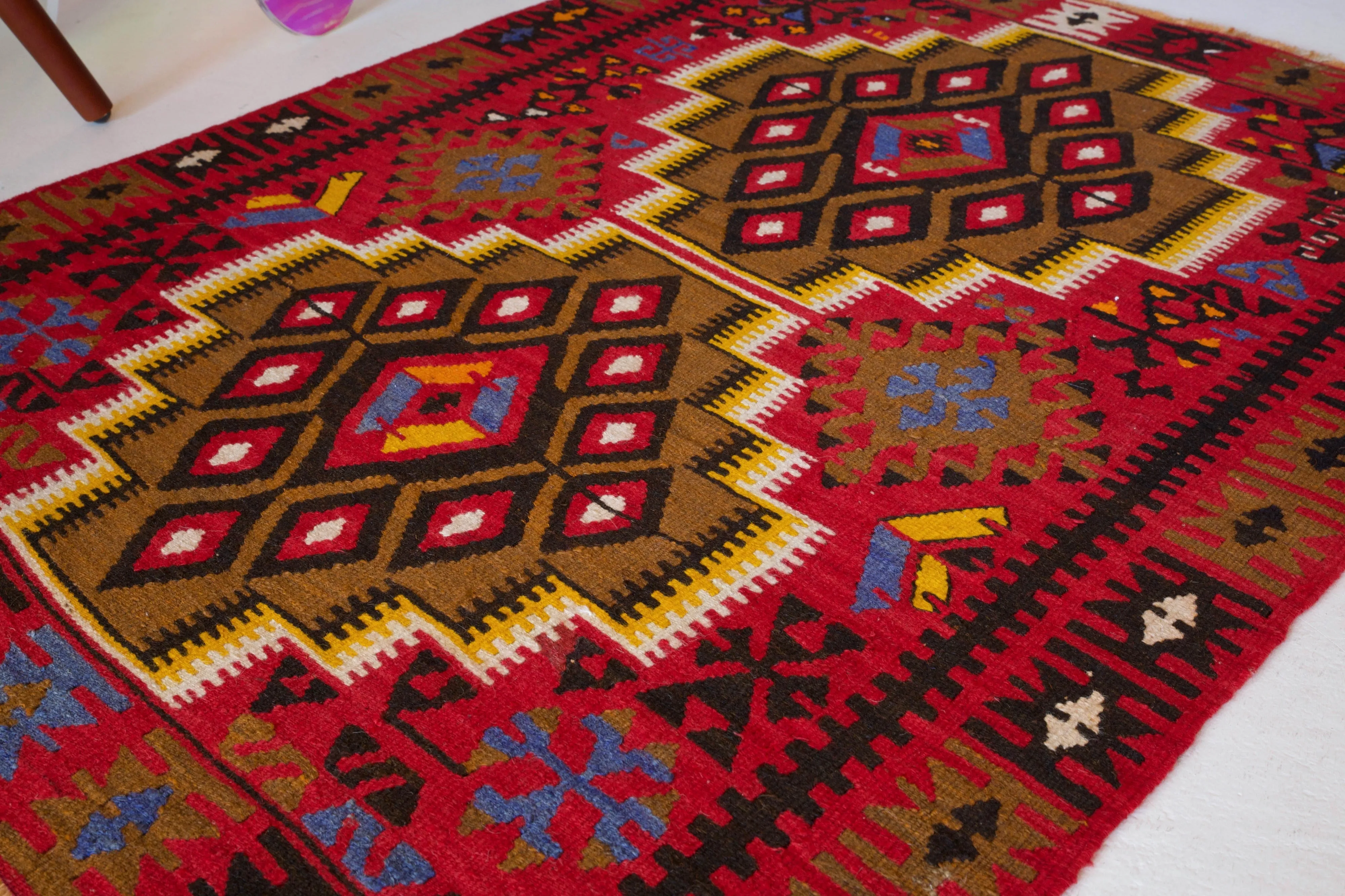 Vintage Mini Turkish Kilim Rug 3'3"x4'5"