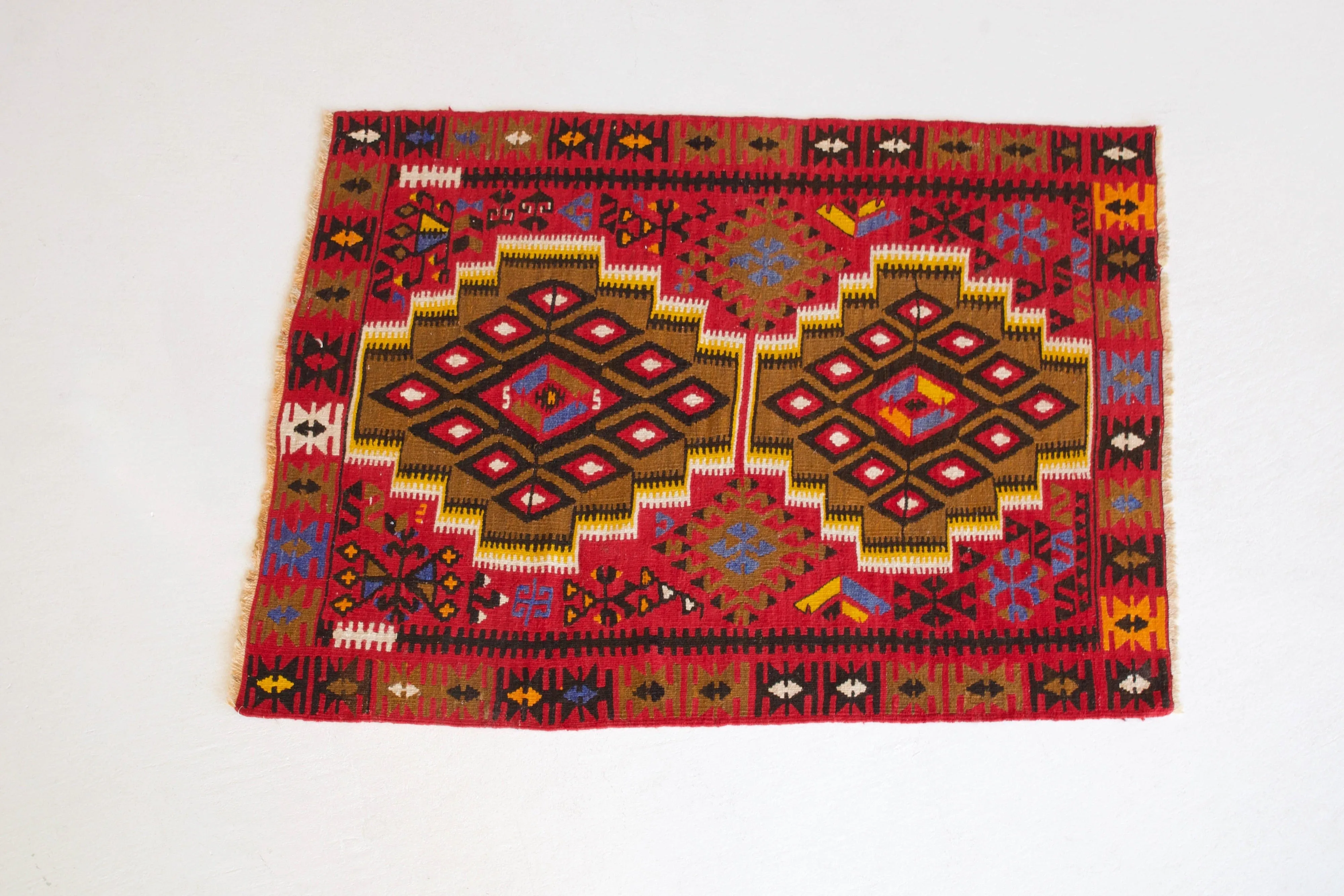 Vintage Mini Turkish Kilim Rug 3'3"x4'5"