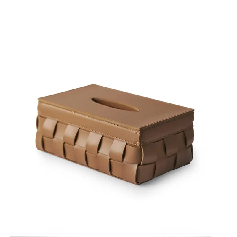 Woven Leather Tissue Box